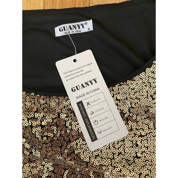 Guanyy Sequin Gold Tank XL Disco Rave - Picture 4 of 8